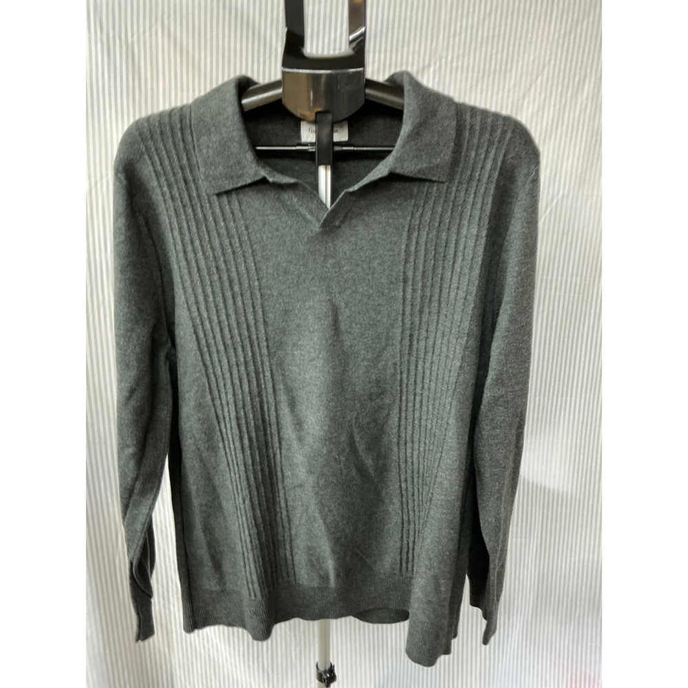 Goodfellow & Co Mens Charcoal Gray Long Sleeve Sweater Polo Ribbed Knit Small